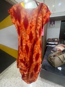 Vibrant Orange & Red Tie-Dye Kurta