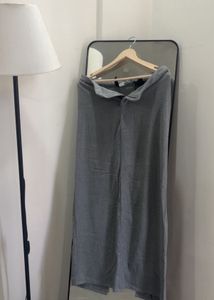 Grey Maxi Skirt with Back Slit