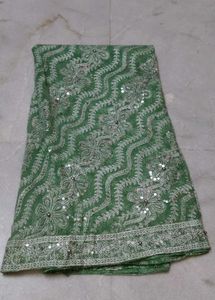 Green Sequined Saree with Blouse