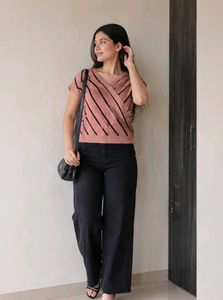 Stylish Striped Wrap Top