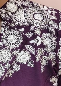 Elegant Purple Embroidered Kurta Set - Thread Work