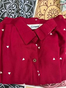 Maroon Kurta Set with Triangles
