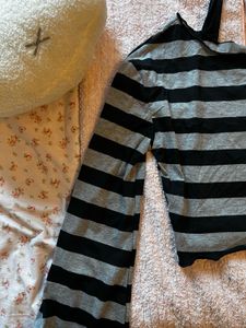 Striped Long Sleeve off shoulder