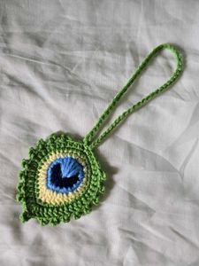 Handmade Peacock Feather Crochet Pendant
