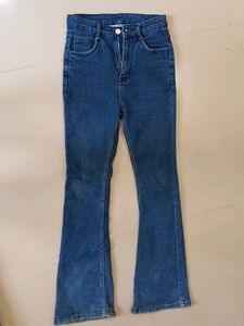 Flared Blue Denim Jeans