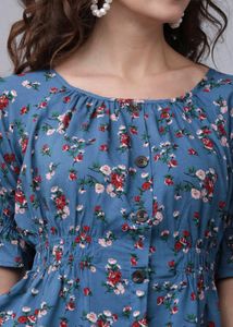 Floral Print Button-Up Peplum Top