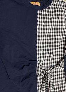 Chic Navy &amp; Gingham Tie-Front Top