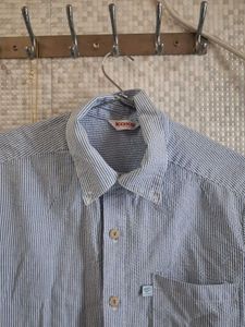 Blue Striped Button-Up Shirt