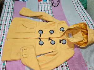 Yellow Hooded Toggle Coat