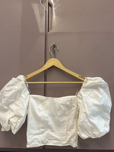 White Puff Sleeve Corset Top