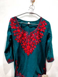printed gree kurtaa for women