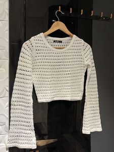Chic Crochet Knit Cropped Top