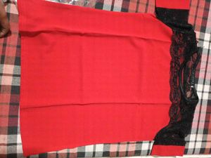 Red Lace Trim Top