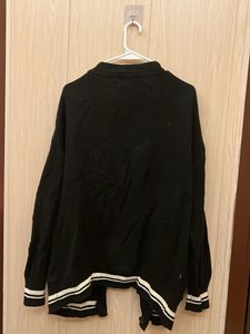 Black Striped Knit Cardigan