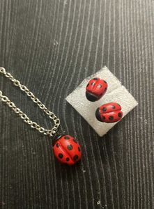 🐞 Ladybug Pendant & Studs Jewellery Set