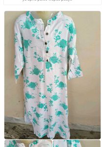 Designer White Kurta with Blue Dupatta