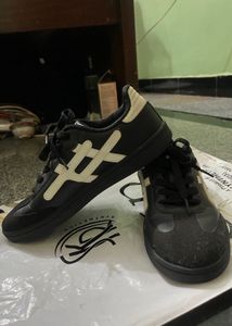 Stylish Black & Cream Sneakers