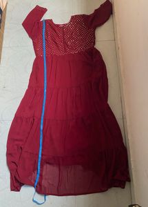 Asil Maroon Ethnic Gown with full Inner – Size 3XL