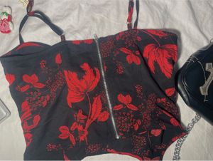 Black Floral Corset Top