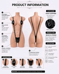 Women Glossy High-Shine Leather G-String Bikini