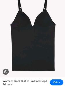Womens Black Built-in Bra Cami Top
