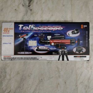 Red Telescope with Tripod