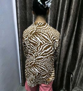Stylish Brown &amp; White Zebra Print Shirt