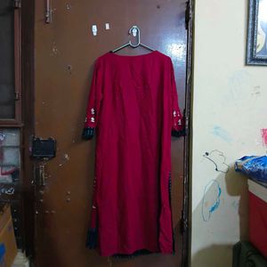 Beautiful Red Kurta with Black Embellishments