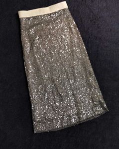 Sparkling Silver Sequin Maxi Skirt