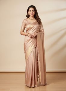 Elegant Rose Gold Silk Saree