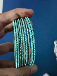 Sparkling Teal &amp; Silver Bangle Set
