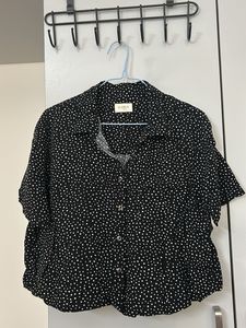 Polka Dot Button-Up Blouse