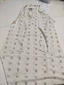 Men's Cotton White Printed Kurta