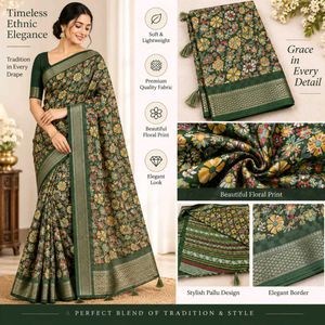 Elegant Floral Print Saree 💝🔥