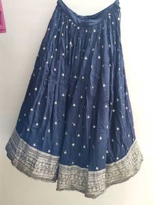 Handwork Navy Blue Lehenga Choli with Pink Dupatta