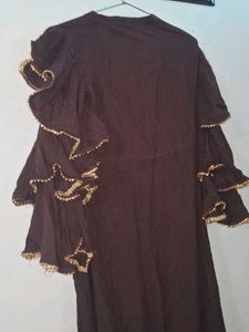 Elegant Brown Ruffle Sleeve Dress🤎