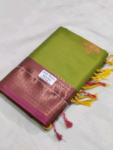 Green Soft Malai Silk Allover Boota Saree