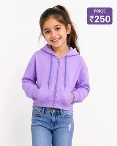 Lavender Cropped Zip-Up Hoodie