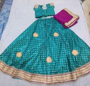 Designer Teal Green Lehenga &amp;Purple Dupatta💜
