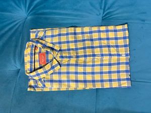 Men's Yellow Check Half Shirt
