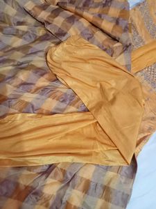 Elegant Yellow Gaown with Koti wit