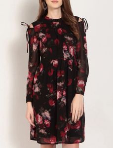 Black Floral Print Dress