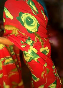 Red &amp; Green Floral Saree