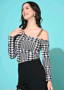 Stylish Houndstooth Print Top