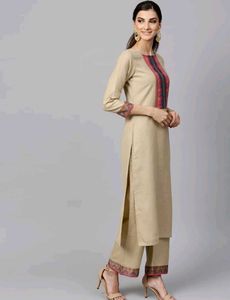 Elegant Beige Embroidered Kurta