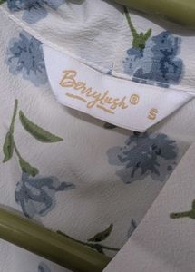 Berrylush white floral print tie-up neck top