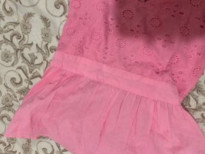 Cute Pink Eyelet Peplum Top