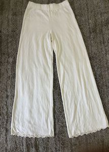 H&amp;M Sheer Lounge Set – White Long Sleeve Top &amp; Wid