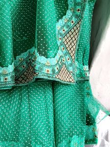 Green net saree with  Blouse