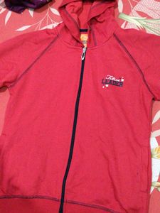 Red Zip-Up Hoodie with "Future Leader" Print